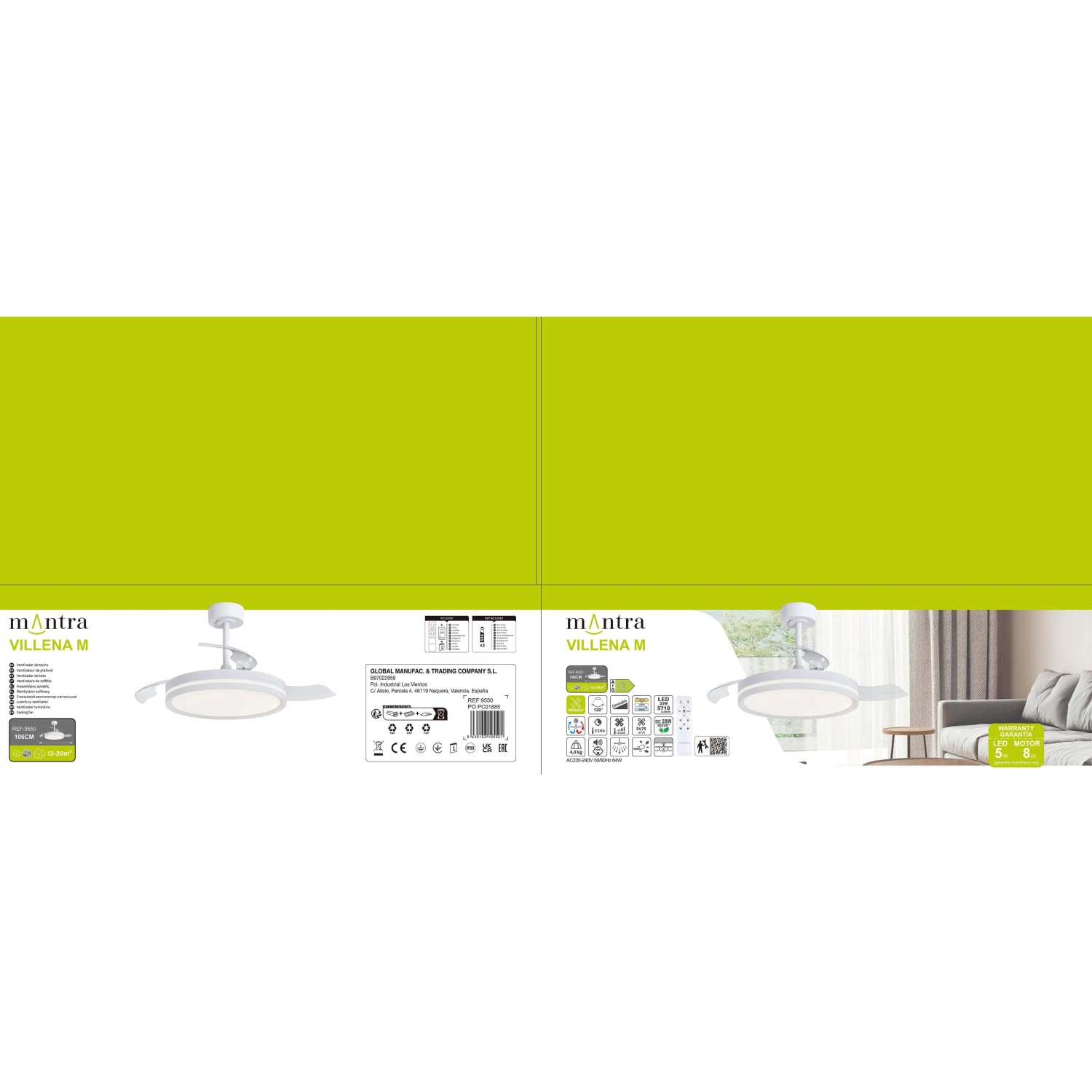 Plafoniera ventilatore LED Luna 5710 lm 3000-5000 K Ø106x 32,5x45 cm_8