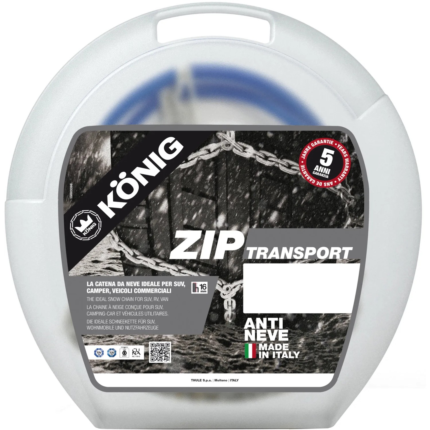 Catene da neve König Zip Transport nella custodia.