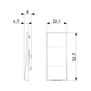 Disegno tecnico di una placca t.b.t. con dimensioni.