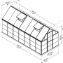 Schema della serra Palram Canopia Hybrid 4.3 x 1.9 in argento con dimensioni.