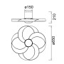 Disegno tecnico di un ventilatore con dimensioni.
