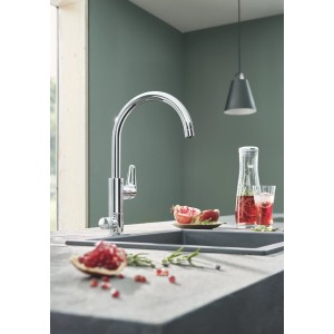 Miscelatore monocomando Grohe Blue Pure BauCurve starter kit cromato con filtro acqua e caraffa.