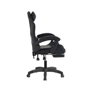 Sedia gaming reclinabile con poggiapiedi e supporto lombare nero