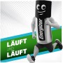 Batteria AAA Energizer come personaggio dei cartoni animati che corre. Micro batteria ricaricabile.