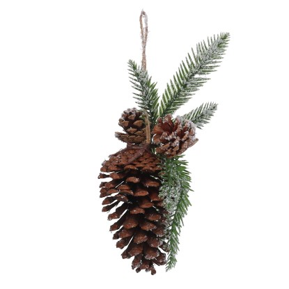 Pigna in legno innevata naturale 9hh15 cm
