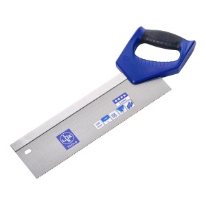 Seghetto dorsale LUX Comfort con manico blu, lama da 350 mm per tagli precisi.
