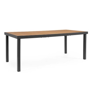 Tavolo da giardino rettangolare t.b.t. con piano marrone e struttura antracite.