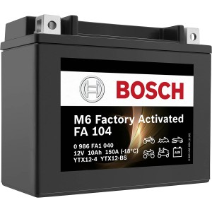 Batteria moto GEL Bosch, 10 Ah, 150 A, senza manutenzione e a prova di perdite.