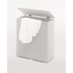Cesto portabiancheria grigio con coperchio e asciugamano. Ideale per bagno o lavanderia.