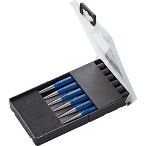Set di punzoni LUX-TOOLS, 6 pezzi in custodia, misure 1-6 mm, per levachiodi e scalpelli.