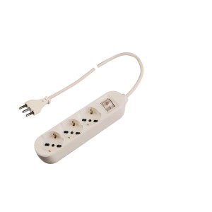 Ciabatta t.b.t. bianca con tre prese Schuko e interruttore.