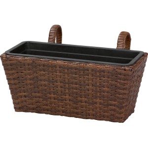 Fioriera da balcone t.b.t. in rattan marrone con inserto nero per fiori.