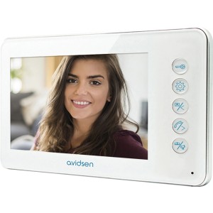 Videosorveglianza Avidsen t.b.t. con cornice bianca e display.