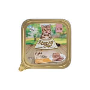 Stuzzy cibo per gatti paté kitten pollo, lattina da 100g. Alimento umido per gatti.