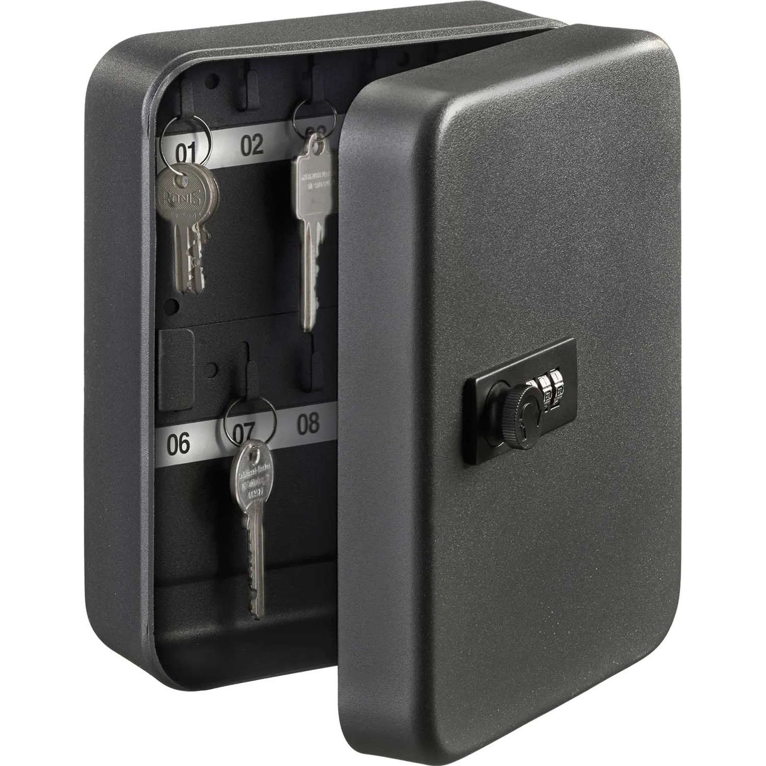 Cassetta portachiavi Burg Wächter KC 20 C aperta, con combinazione e 20 ganci.