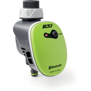 Centralina per irrigazione t.b.t. grigia e verde con Bluetooth per irrigazione giardino.