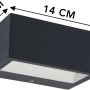Moderna lampada da parete per esterni Lutec Gemini LED in antracite, rettangolare, con dimensioni.