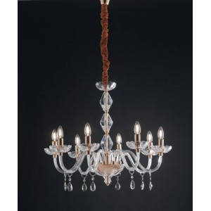 Elegante lampadario t.b.t. con decorazioni in cristallo per un'illuminazione di stile.
