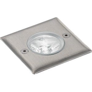 Faretto da incasso per esterno t.b.t. quadrato in acciaio inox.