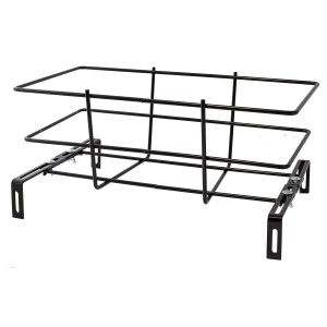 Portacassetta da balcone in metallo nero per fioriere.