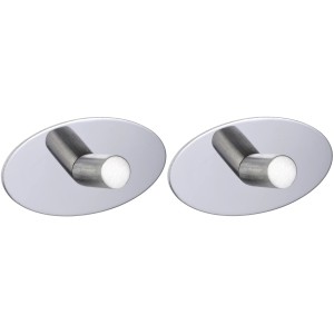 Wenko Piceno ganci a muro, set da 2, autoadesivi, acciaio inox lucido per bagno e casa.