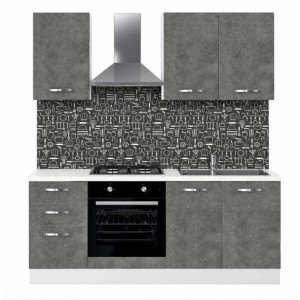 Cucina completa Taurus 195 cm dx cemento