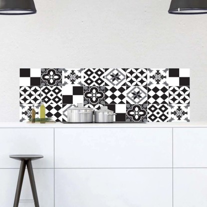 Paraschizzi Autoadesivo ignifugo Piastrelle B&W 190x60 cm