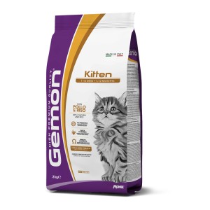 Gemon Kitten cibo secco per gatti con pollo e riso, confezione da 2kg.