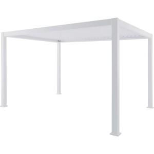 Gazebo t.b.t. bianco con linee rette e design minimalista.