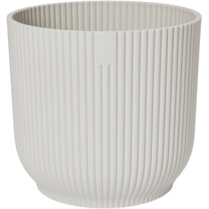 Vaso per fiori Elho Vibes Fold, Ø 18 cm, bianco seta, texture a coste, in plastica riciclata.
