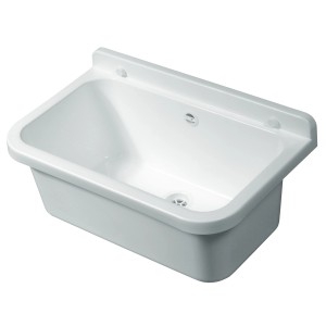 Lavandino t.b.t. bianco in plastica, vista dall'alto.