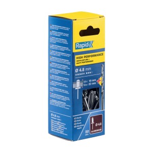 Rivetti Rapid Alte Prestazioni Ø4.8 x 25 mm Conf. da 50 pz e Punta Trapano incl