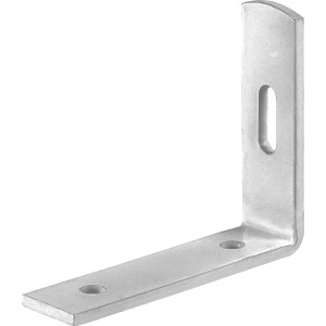 Angolare regolabile bianco, verniciato a polvere, 80x65x20 mm, con foro asolato per montaggio flessibile.