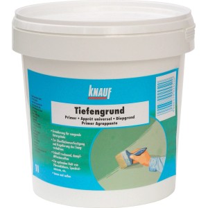 Knauf Tiefengrund LF 1l in secchio bianco. Primer per superfici assorbenti.