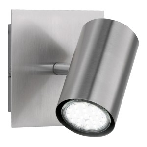 Spot Marley nickel, 1 luce, 12x12 cm. Lampada da parete con faretto orientabile per illuminazione flessibile.