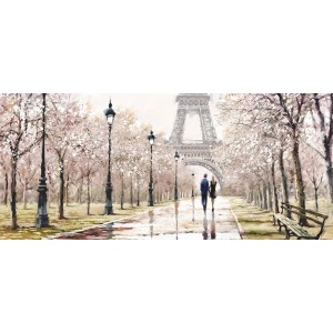 Dipinto: Coppia a Parigi con Torre Eiffel, Quadri per il soggiorno.