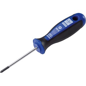 Cacciavite LUX Comfort PZ0, 60 mm, con manico blu e nero. Cacciavite per il fai da te.