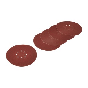 5 dischi abrasivi LUX K80 per cartongesso, per levigare l'intonaco, con velcro e fori.