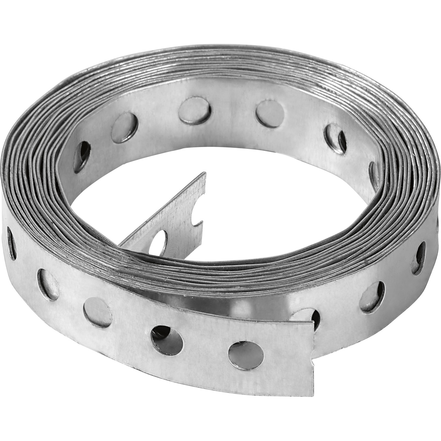 Nastro forato zincato, larghezza 17 mm, lunghezza 3 m, arrotolato. Per connettori e strutture in legno.