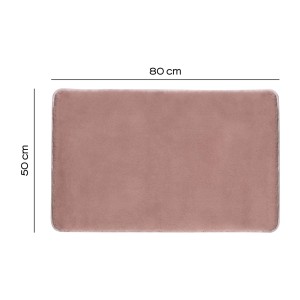 Tappeto da bagno rettangolare rosa di dimensioni 80x50 cm.
