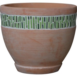 Vaso terracotta con mosaico verde 24x24x21 cm