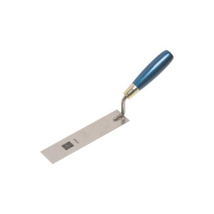 LUX Berliner Stecherkelle Classic, spatola in acciaio inox con manico blu. Strumento per muratura per intonacatura precisa.