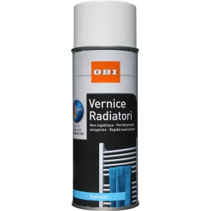 Vernice spray bianca per radiatori OBI per rivestimenti resistenti al calore.