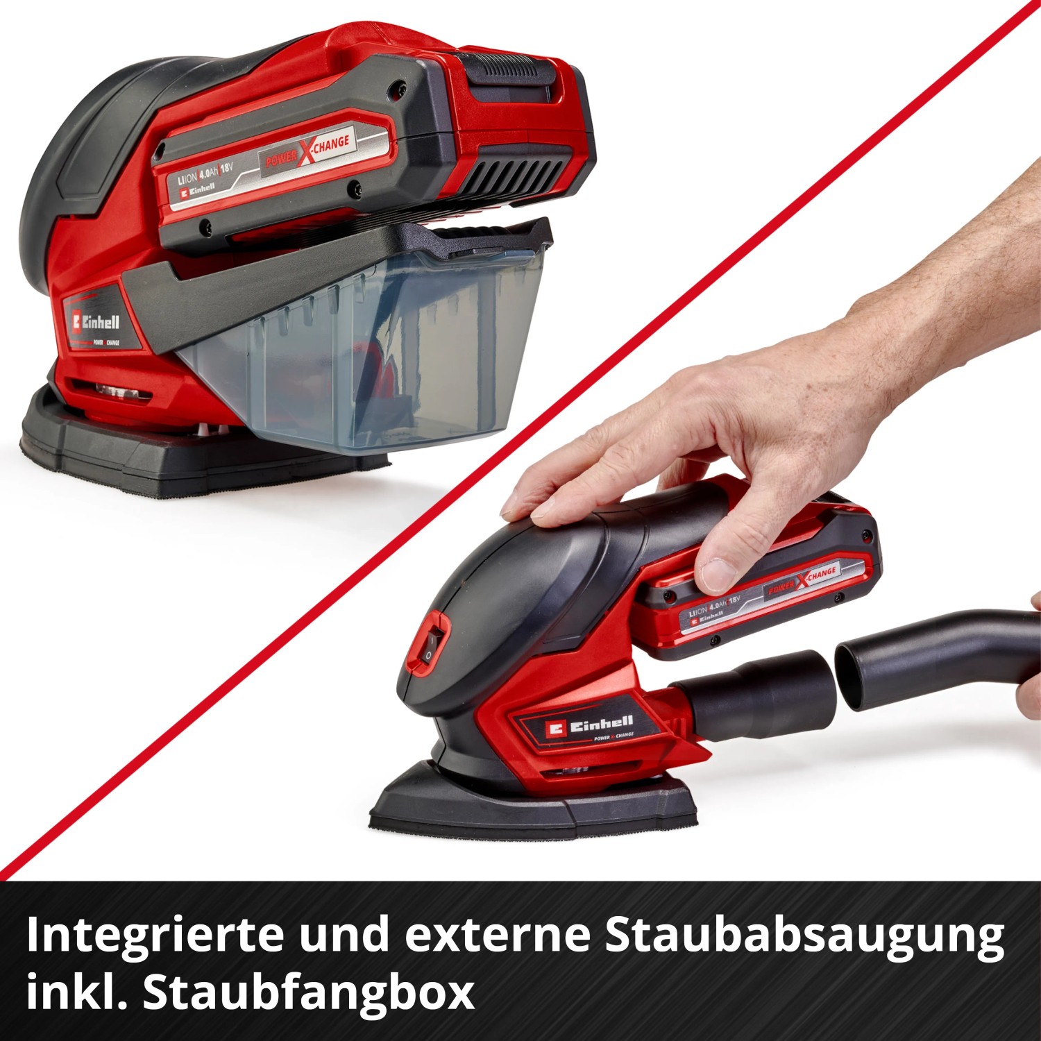 Einhell TE-OS 18/150 Solo levigatrice multifunzione a batteria: Levigatrice compatta con aspirazione polvere e batteria Power X-Change.