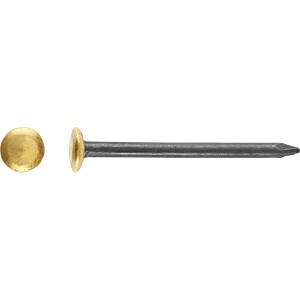 Chiodo in acciaio LUX, 2x20 mm, brunito con testa in ottone, 20 pezzi, per fissaggi in muratura e legno duro.