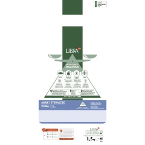 LIBRA cibo secco per gatti sterilizzati con tonno, 1,5kg.