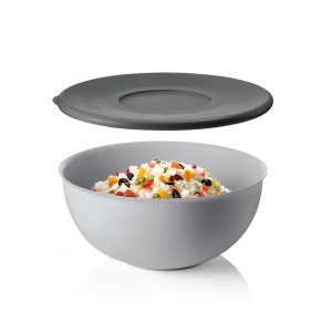 Ciotola grigia con insalata e coperchio, categoria Barattoli e contenitori.