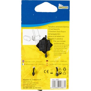 Luce bici con 15 LED, 2 funzioni, per riparazione o ricambio.