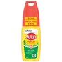Autan Tropical spray antizanzare, flacone giallo con tappo rosso, repellente per insetti