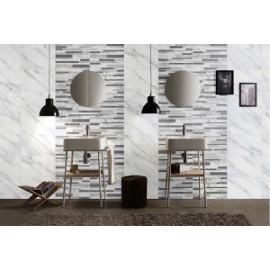 Rivestimento murale Carrara bianco opaco effetto marmo 1,7 m² 25x40 cm